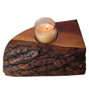 Live Edge Pine Rustic handcarved handturned solid wood candle vase holder